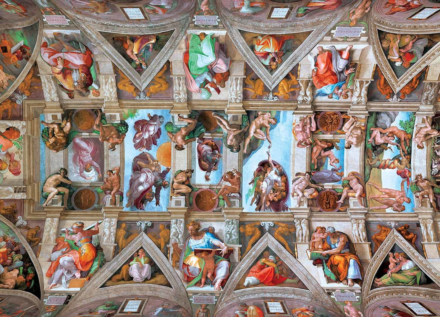 Close-up of the Sistine Chapel ceiling with Genesis scenes